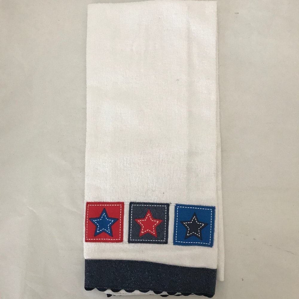 July 4th white/stars terry cloth dish towel
